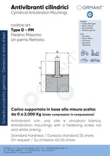 Carica l&#39;immagine nel visualizzatore di Gallery, 845 PIED. ANT.CIL. PM 60/60 M12x37 SH. 55 CARICO KG 170
